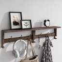 Coat Hooks, Wood Rack Wall-Mounted, 31.5 Inch Entryway Shelf with 10 Hooks (Brown)