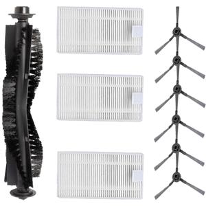 Replacement Part for iHome AutoVac Nova S1 Pro Robot Vacuum Accessories | Parts # iHRVS1PRO-3BLK, iHRVS1-3BLKS, iHRV9-BLKS | Include 1 Main Brush+6 Side Brushes+3 Filters