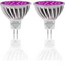 Plant Grow Light Bulb,6W Full Spectrum Grow Lamp,Purple Light,MR16 GU5.3 AC/DC12V 60W Equivalent LED Grow Light Bulb for Idoor Outdoor Plant Growing, DIY Horticulture, Greenhouse,2-Pack