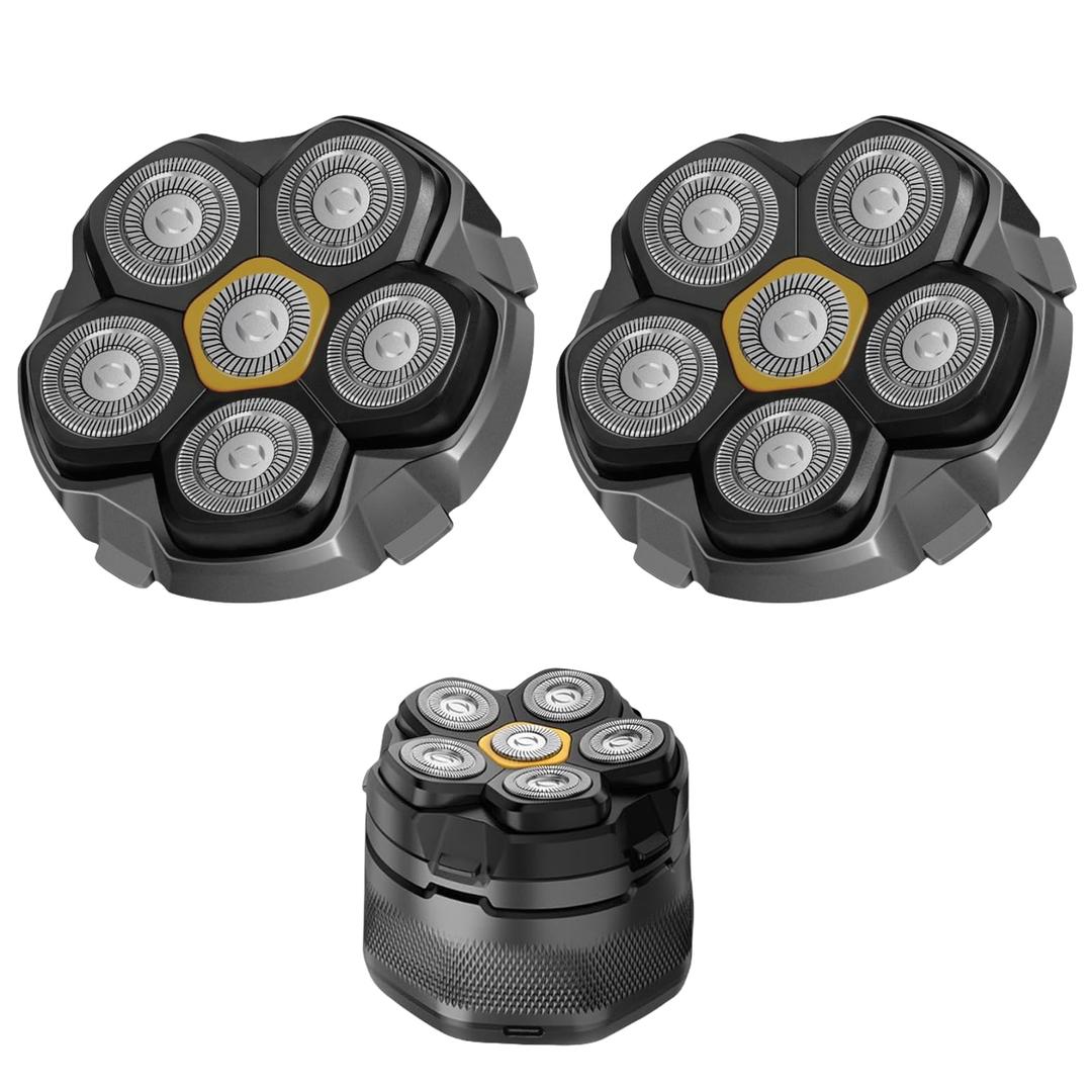 Magnetic 6 Blades Head Shaver Replacement Heads for Many 6D Magnetic Electric Razor,Newly Designed Magnetic 6D Blade Head Compatible with Head Shavers for Bald Men,2 Pack Travel Size for Ufree Shaver.