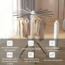 Collapsible Clothes Drying Rack, White Metal Foldable Laundry Stand with Multiple Arms, Indoor Outdoor Garment Hanger