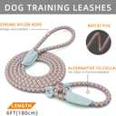 Durable Slip Leads for Dogs, Heavy Duty Strong Rope Slip Leash for Large, Medium Dogs No Pull Training Leashes (Blue with Orange Dots, 3/8" x 6 FT (0~30 lbs.))