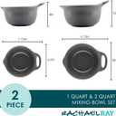 Rachael Ray Ceramics Nesting Mixing Bowl Set with Pour Spout, 1 Quart and 2 Quart - Dark Gray