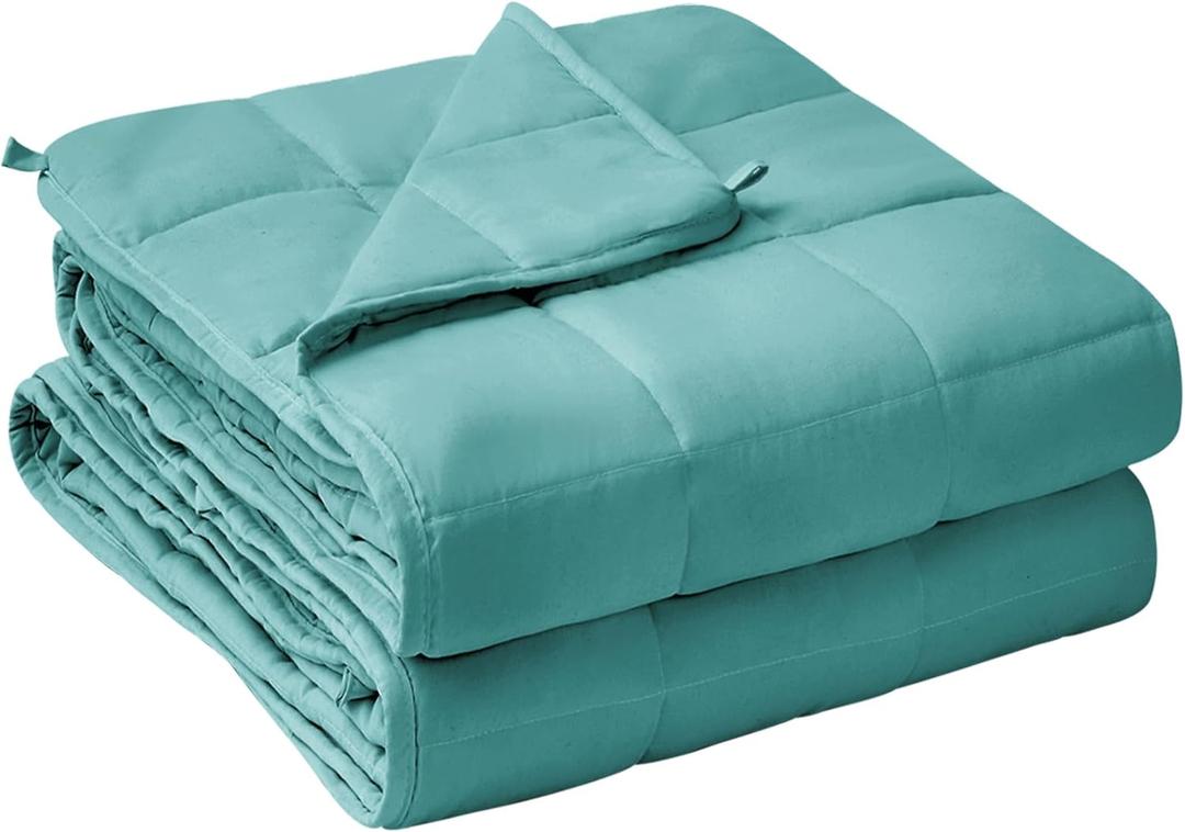Yescool Weighted Blanket For Adults (17 Lbs, 48" x 72", Teal) Cooling Heavy Blanket For Sleeping Perfect For 160-180 Lbs, Twin Size Breathable Blanket With Premium Glass Bead, Machine Washable