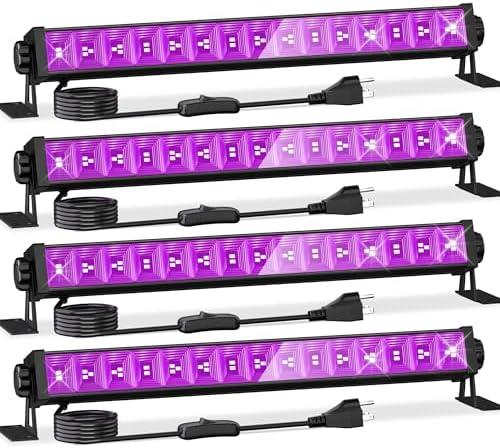 2 Pack LED 42W Black Lights, Blacklight Bars with Plug+Switch+6ft Cord, Light Up 24x24ftx4, Blacklight for Glow Party, Fluorescent Poster, Body Paint, Halloween Decorations, Bedroom, Stage