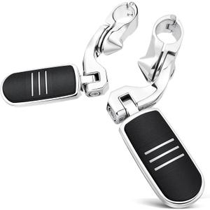 Benlari Motorcycle Adjustable Highway Footpegs Style 1 Chrome Short Angled Fit for Harley Touring Street Glide Softail Dyna Sportster fits 1"(25mm) 1-1/4"(32mm) Engine Guard