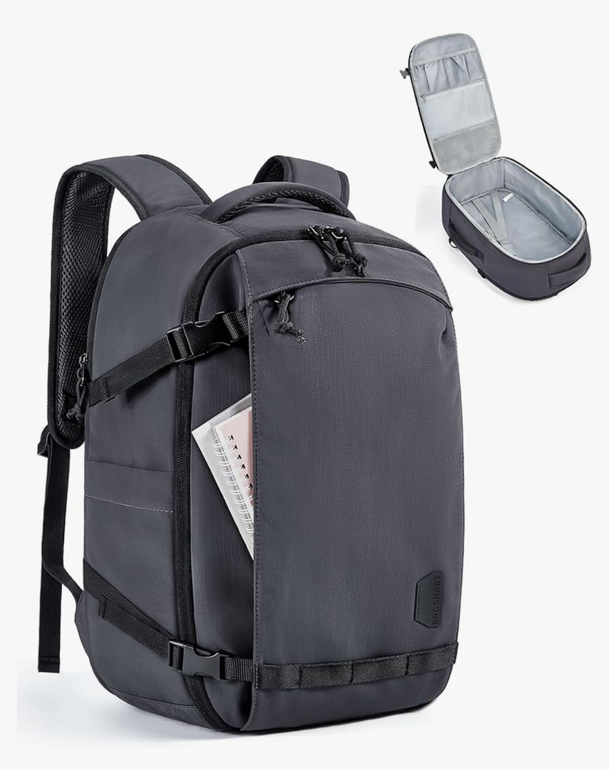 BAGSMART Blast Travel Backpack, 15.6 Inch Carry On Backpack Flight Approved, TSA Approved Personal Item Travel Bag, Water Resistant Weekender Bag Luggage Daypack, Charcoal