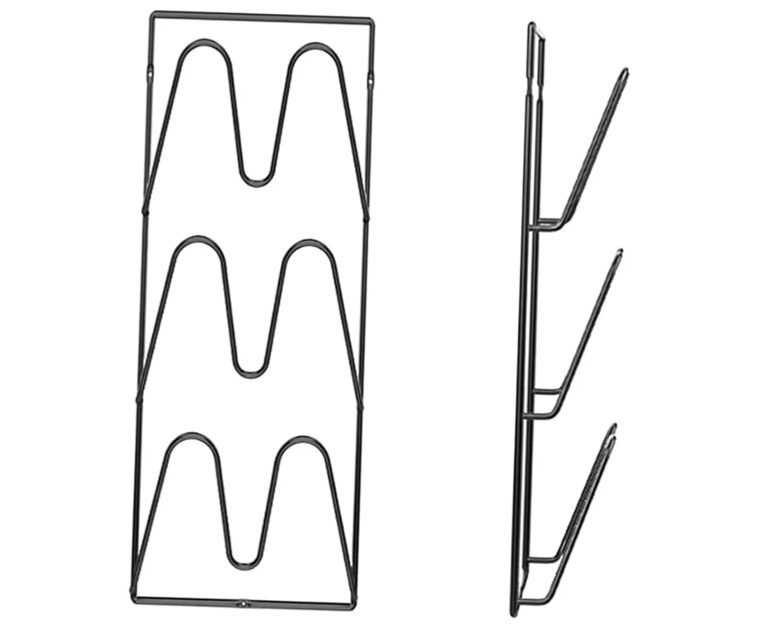 2 Pieces Pot Lid Organizer Metal Over The Door Lid Organizer Wall/Door Mounted