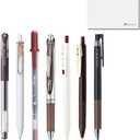 Japanese Brown Gel Ink Pen Set of 7  Fine Point 0.30.7 mm, Smooth and Clean Writing, Warm Natural Tones, Includes Test Writing Card  Made in Japan