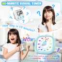 HIPPIH Visual Timer for Kids - 60 Minute Pomodoro Timers for Classroom Kitchen Office, Countdown Kids Timer Clock with Rainbow Disk, Desk Time Management Tool for Toddler with Silent Operation, Blue