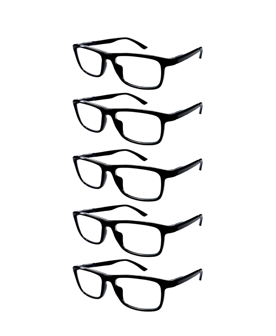 5 Pack Reading Glasses for Men Women Blue Light Blocking Readers with Spring Hinges