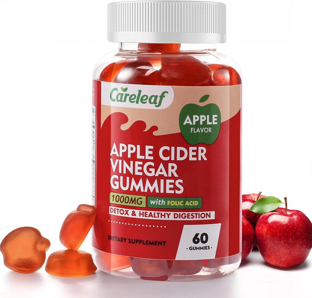 2 x Apple Cider Vinegar Gummies, Metabolism Gummy with 1000mg AVC & Vitamin B6 Vitamin B12, ACV Gummies for Metabolism, Digestion, Detox, Gut & Immune Health, 60 Counts