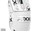 MAMBASNAKE Attack Shark X3 Wireless Gaming Mouse, 49g Ultralight, PixArt PAW3395 26000 DPI, Bluetooth/2.4Ghz /Wired Tri-Mode, 200Hrs Rechargeable Battery, Kailh GM8.0 Switch for PC/MAC/Win-White&Tape