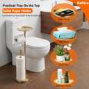 Kalitro Toilet Paper Holder Freestanding with Big Shelf, 4 Rolls Reserve Paper Holder Stand, Modern Paper Roll Holder with Storage Space for Phones (Gold)