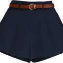 Floerns Women's Casual Summer Wide Leg Shorts High Waisted Going Out Shorts (Medium, Dark Blue)