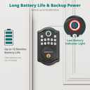 DS10 Pro Keyless Entry Door Lock with APP Control - Fingerprint Electronic Keypad Door Lock, Smart Locks for Front Door, Auto-Lock & One Touch Locking with Bluetooth - Matte Black