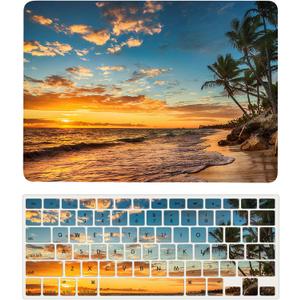 Laptop Cover Case Compatible with New MacBook Pro 15 inch with Touch Bar and Touch ID Model A1990 A1707 Released in 2019 2018 2017 2016, Protective Hard Shell Case & Keyboard Cover, Beach