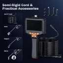 50FT Borescope Camera with Light, 4.3 Endoscope with 8 Adjust Lights, 1080P Inspection Camera with Semi-Rigid Cable, IP67 Waterproof Bore Scope for HVAC Inspection, Cool Gadgets for Men
