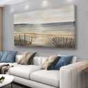 Yuaxker Ocean Canvas Wall Art Beach and Ocean Waves Canvas Painting Modern Minimalist Wall Decor for Living Room, Bedroom, Dining Room Office Artwork 24x48 inch