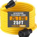NEMA L6-30 Generator Extension Cord, NEMA L6-30P Male Plug to L6-30R Female Receptacle 3 Prong 30 Amp Generator Locking Power Cord, 3x12 Gauge, 250volt 7500watts Power Cable(25ft)