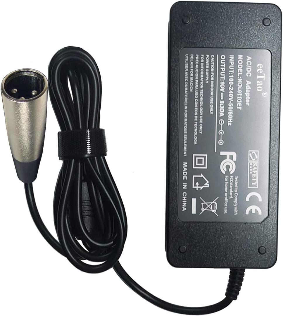 3-Pin XLR AC/DC Adapter Charger Compatible with Hoveround MPV 1 MPV4/5 12V 35Ah Lead-Acid Battery FY-4101 24VDC 5A Electric Wheelchair Power Supply Cord Cable PS Mains PSU