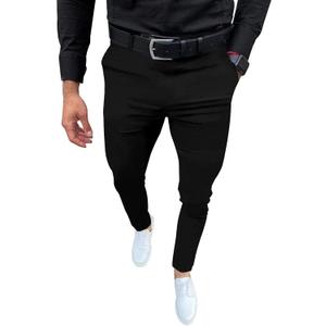 Mens Fashion Slim Fit Dress Pants Casual Business Skinny Stretch Pants Golf Pants (Small, Black)