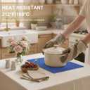 homing Faux Leather Heat Resistant Placemats 8 Packs, Waterproof Wipeable Dining PU Place Mats for Indoor & Outdoor, Easy to Clean, Sea Blue