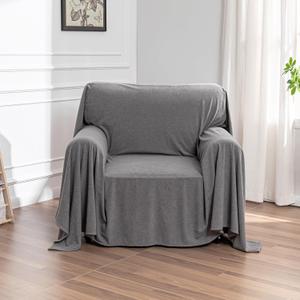 MEETSKY Chair Cover Cat Scratch Proof Recliner Chair Covers, Oversized Armchair Sofa Covers Washable Sofa Slipcover for Single Couch, Soft Small Couch Slipcover for Pets Dogs, 71" x 91", Grey