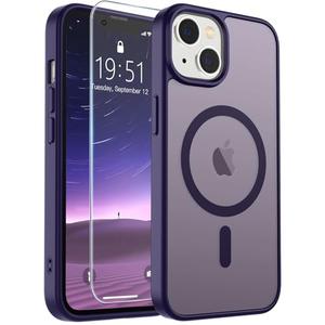 SUPFINE Magnetic for iPhone 15 Plus Case & iPhone 14 Plus Case(Compatible with MagSafe)(Military Grade Drop Protection) Translucent Shockproof Phone Cover,Dark Purple