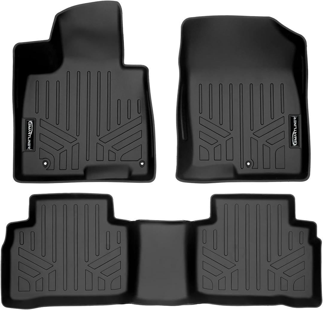 SMARTLINER All Weather Custom Fit Black 2 Row Floor Mat Liner Set Compatible with 2022-2025 Hyundai Tucson