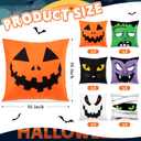 Breling 6 Set Halloween Pillow Covers, Black Cats Ghosts Pumpkin Soft Plush Faux Fur Wool Couch Throw Cushion Cover for Halloween Sofa Chair Bed Home Decorative (16 x 16 Inches)