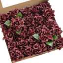 Ling's moment Burgundy Artificial Gardenia Flowers, 25pcs, 2.7" Gardenias for DIY Wedding Decor, Bouquets, Centerpieces, Bridal Shower Floral Arrangements