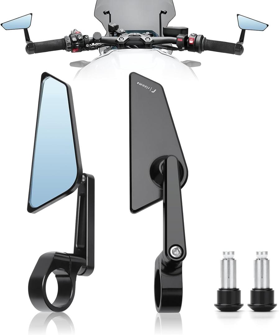 Motorcycle Bar End Mirrors 7/8" 22mm Handlebar Mirror CNC Aluminum Universal Rear View Side Mirror Fit for Ninja Z900 Honda Grom Yamaha Suzuki Ducati Cruiser Most Motorcycle Scooter Sports Bike