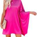Jhsnjnr Women's Short Wedding Guest One Shoulder Dresses Formal Batwing Sleeve Club Party Cocktail Dress (Pink), Medium