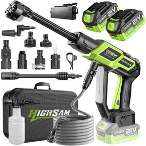 Highsam Cordless Handheld Washer,1500PSI Brushless Portable Cleaning Tool | 24000mAh Batteries,6-in-1+Rotating Nozzle, Foam Cannon,Battery Operated Washer with 16.4FT Hose for Car Home Patio Garden
