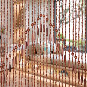 Foreate Beaded Curtain for Doorways Handmade Bamboo Wood Door Beads Boho Hanging Room Divider Hallway Window Hippie Curtains Rustic Home Decor 35.5" x 75" Brown