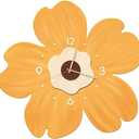 Flower Shaped Wall Clock, Wall Clock Silent Non-Ticking Kids Room, Daisy Flower Shaped Wall Clock, Flower Style Wall Hanging Clock Yellow