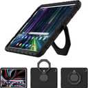 for iPad Pro 12.9 Case 3rd 4th 5th 6th Generation with Pencil Holder & 360 Rotating Handle Stand, New Cute Rugged Cover for iPad Pro 12.9 inch 2022/2021/2020/2018 - Black