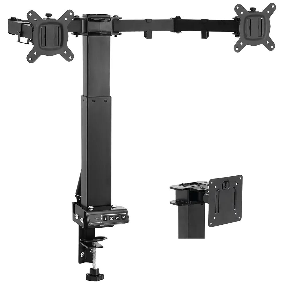 TOPSKY Adjustable Electric Monitor Desk Mount Fits Up to Dual 32 Inches 19.8lbs or Single 49 Inches 33lbs Computer Screens, Adjustable Swivel, Tilt, Rotate, VESA 75x75mm or 100x100mm MMT00.01 (Black)