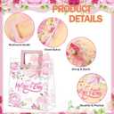 Blosssound 30 Pcs Mothers Day Gift Bags Bulk Medium Reusable Plastic Tote Bags with Handles & Ribbon 9x8x3 Inch Floral Mothers Day Party Favors Clear PVC Waterproof Wrap for Mom Grandma Gifts