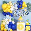 Blue Yellow Lemon Balloon Garland Arch Kit,Royal Blue Yellow White Balloons for Summer Baby Shower Bridal Wedding Graduation Birthday Lemonade Theme Party Decorations