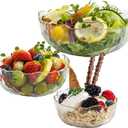 Glass Salad Bowl salads Set of 3 Vintage Phnom Penh Mixing Bowls,for Fruits, salads, Ice Cream, Snacks & Parties BPA-Free Serving Bowls For Kitchen, Dining, Entertaining (3)