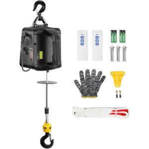 VEVOR 2-in-1 Electric Hoist Winch, 1100 lbs Capacity, 1500W Portable Power Winch Crane, 22.9 ft Lifting Height, 13 ft/min with Wireless Remote Control, for Garage, Warehouse, Factory Lifting Towing