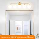 Modern Brushed Brass 5-Lights Bathroom Vanity Light, Lighting Fixtures Over Mirror with Milky White Glass Ball Shades, Wall Sconces for Bathroom Dressing Table Bedroom
