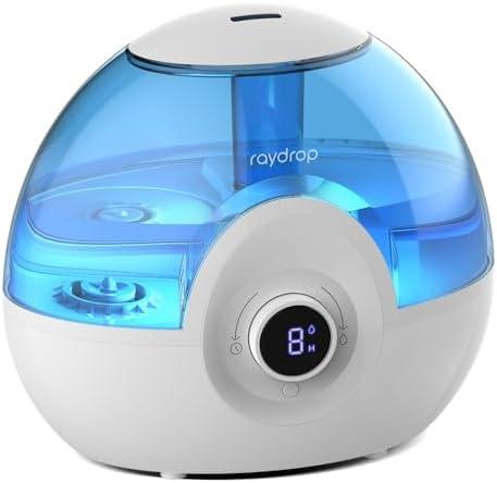 raydrop 2.2L Humidifiers for Bedroom, Cool Mist Humidifiers with Timer, Digital Knob, 26dB Quiet Small Humidifier for Baby, Nursery and Plants with Night Light, 30 Hours Runtime, Easy to Fill & Clean