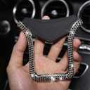 Bling Car Phone Holder, Rhinestone Mini Vehicle Air Vent Dashboard Windshield Cellphone Mount, 360 Adjustable Diamond Auto Smartphone Stand for Women Girls, Universal Fit (Black)