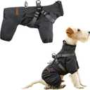 Dog Raincoat with Harness for Small and Medium Dogs, Adjustable Waterproof Dog Rain Jacket,Reflective Rainproof Puppy 4 Legs Raincoat-Grey,L