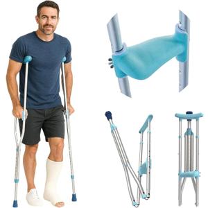 Foldable Ergonomic Crutches Adjustable, Lightweight Crutches with Ergonomic Grips Compact, 3X Comfortable Support Fits 410 to 64 250 lb Capacity