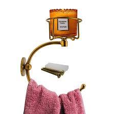 100% Solid Brass Hand Towel Holder for Bathroom Wall – Towel Ring with Candle Holder – Vintage Wall Candle Sconce Bathroom Decor – Antique Brass Towel Holder
