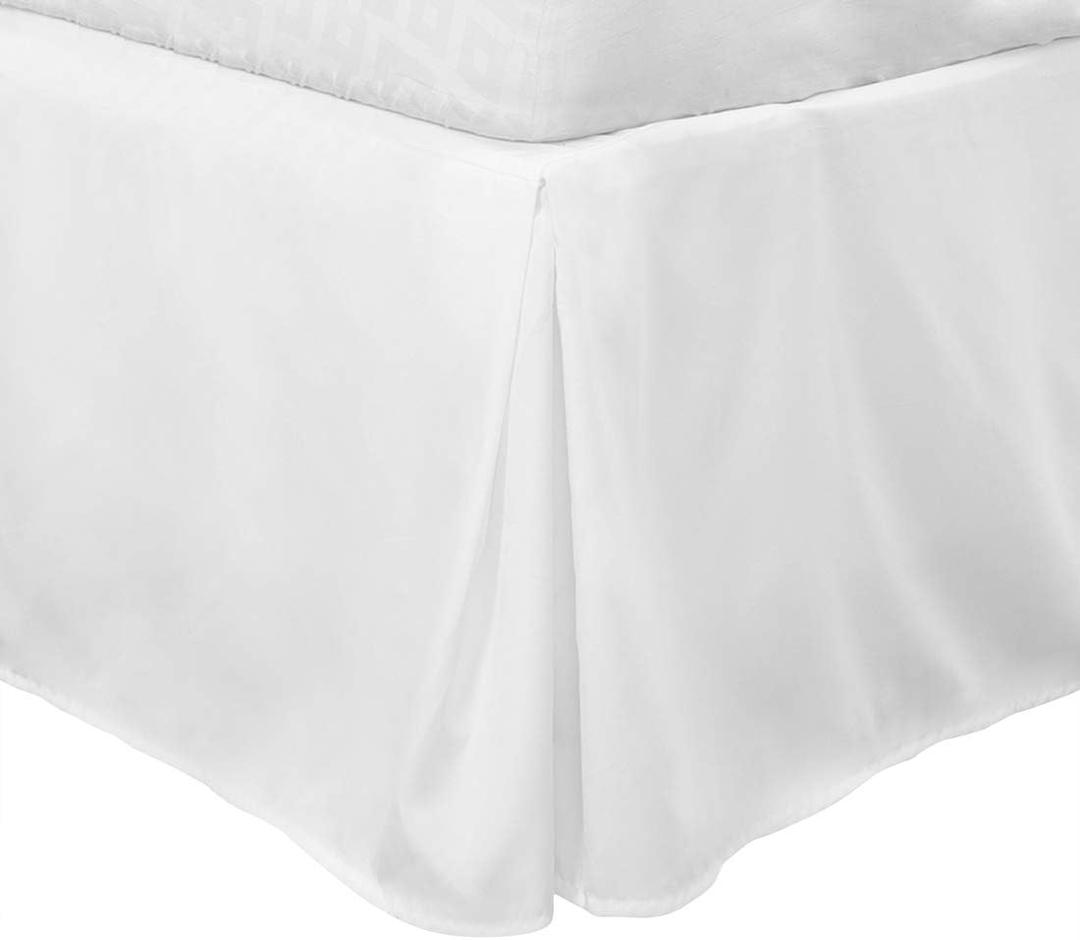 PiccoCasa Twin Size Pleated Bed Skirt, Bed Frame and Box Spring Cover - 16 Inch Tailored Drop Dust Ruffle Bedskirt, Wrinkle Free and Fade Resistance, Easy to Stall - White